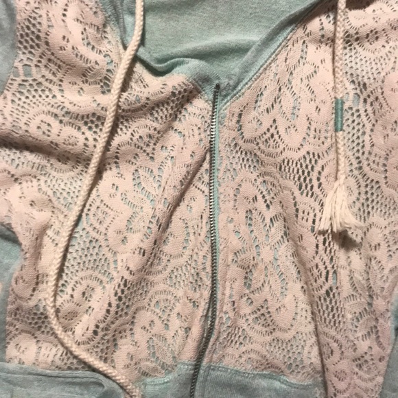 Light mint zip up sweater - Picture 2 of 3